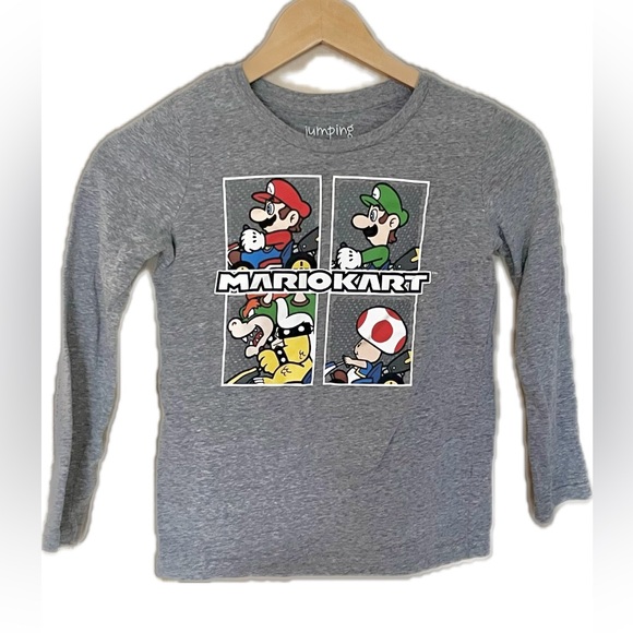 Kids Jumping Beans Super Mario shirt Luigi Bowser Toad heather gray Nintendo - Picture 2 of 8